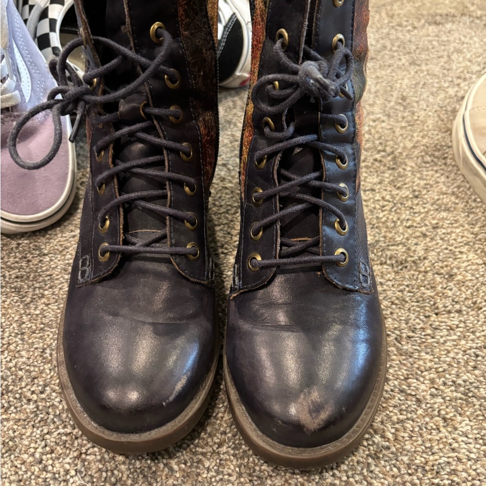 Genuine Leather Navy Lace Up Boots